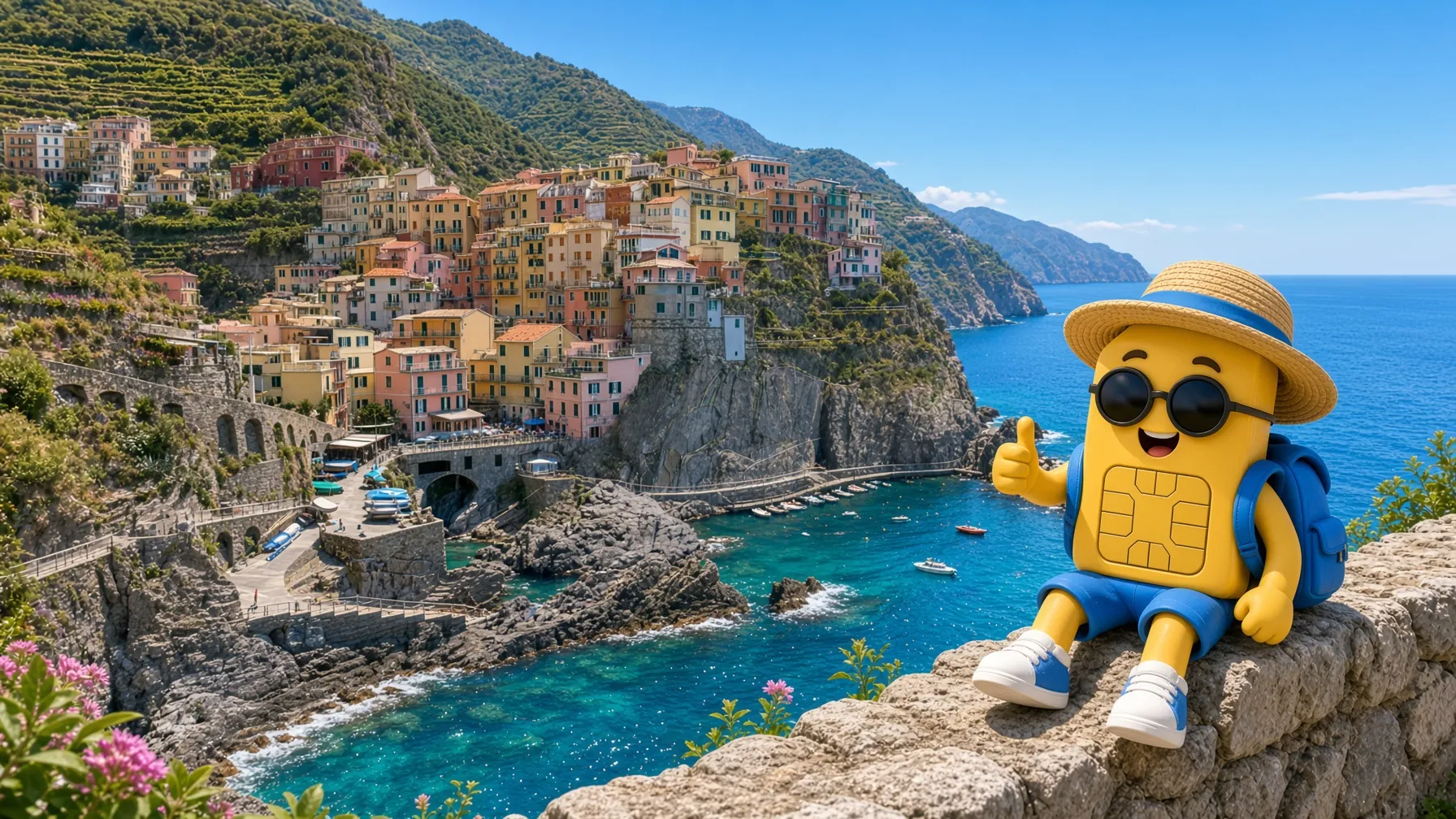 Italian coast and the MonoEsim character